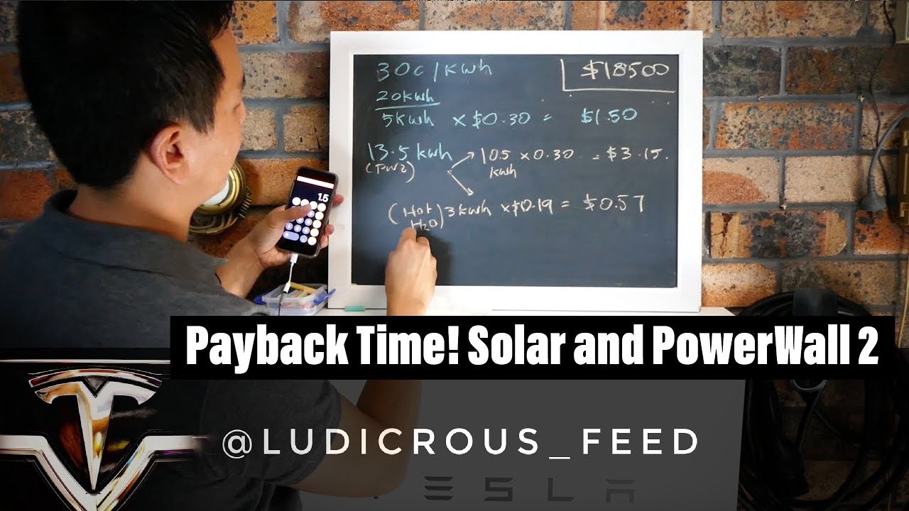 Payback Time for Tesla PowerWall2 and 5kW Solar Array