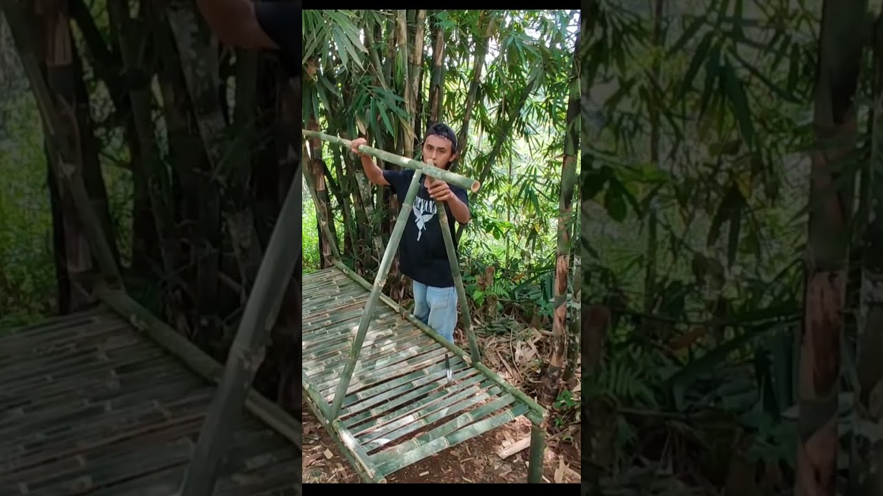 solo camping membuat shelter bambu tidur nyenyak
