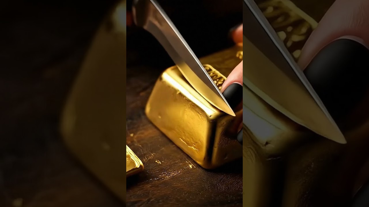 ASMR Cutting Solid Gold Bar — That Sound 💛 