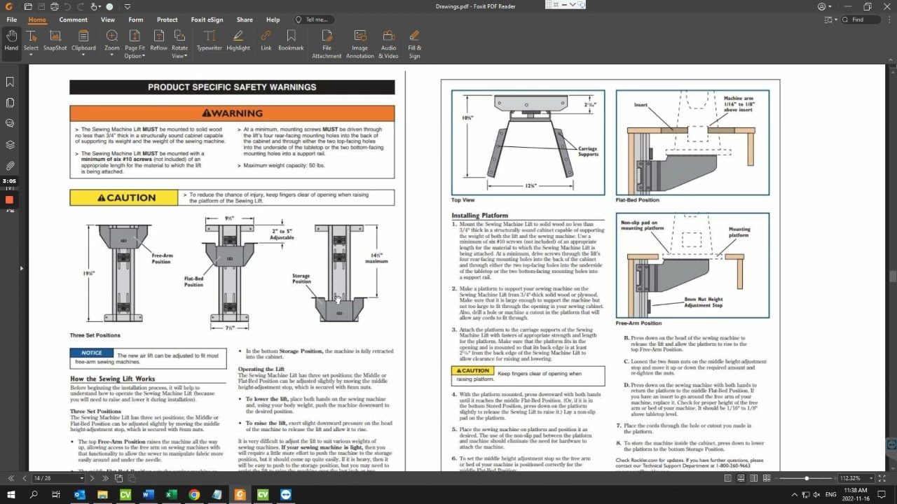 Engineering a sewing machine lift accessory into a cabinet. PART 1.