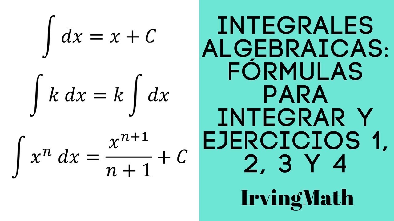 Integrales algebraicas. F&oacute;rmulas b&aacute;sicas para Integrar y Ejercicios 1-4