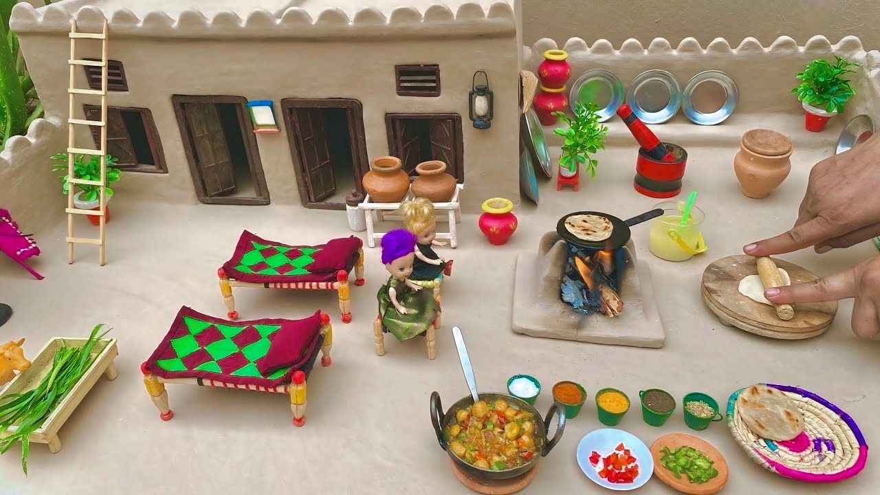 Mini Village Morning Breakfast Chana Recipe with Paratha | Lahori Chanay | Pak Miniature village