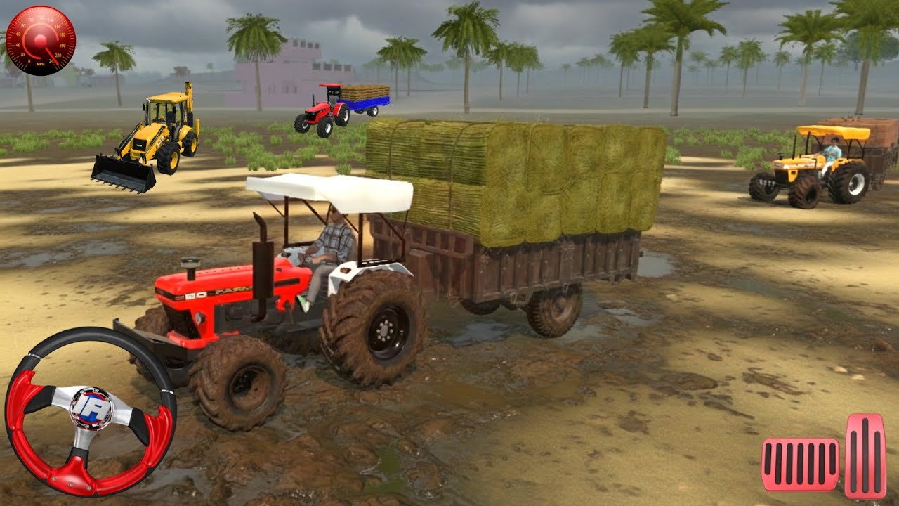 Drive Farmtrac 60 Tractor in Mud with Loaded Trolley🔥 #tractor #jcb #gamingvideos 