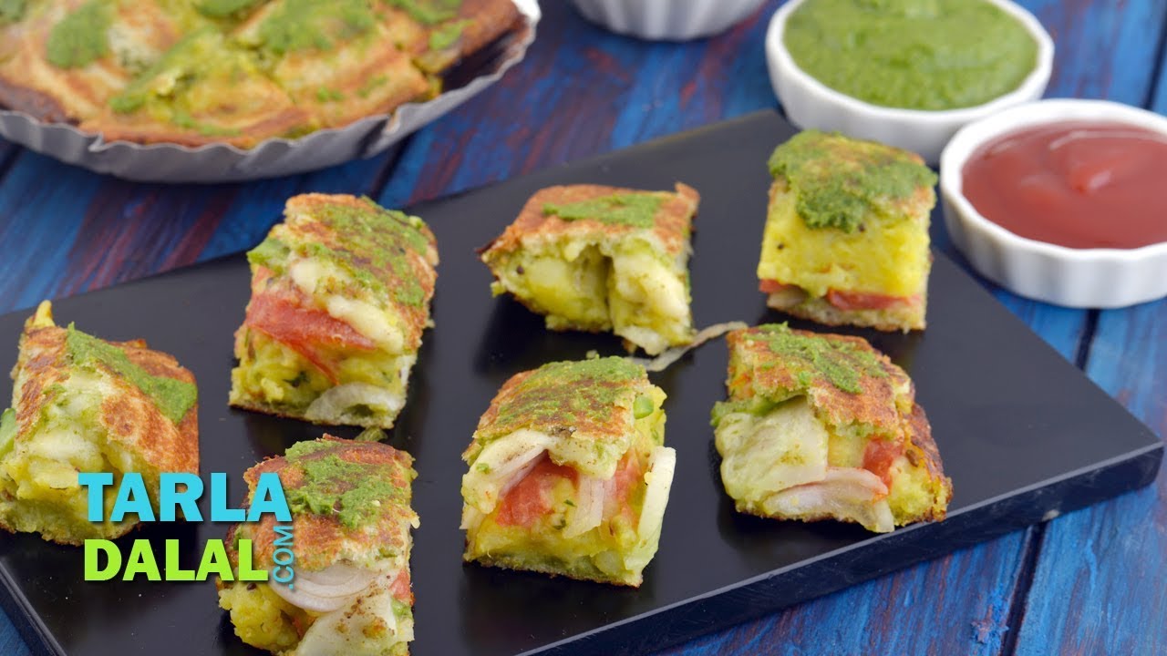 Cheese Masala Toast Sandwich, Mumbai Roadside Recipe by Tarla Dalal