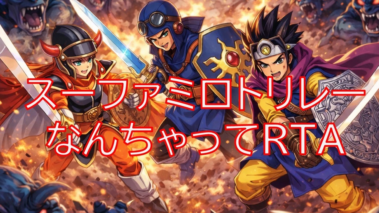 チャンネル登録１３００人記念！？スーファミロトリレー！RTAっぽく１日で終わるようにがんばる！🔥ドラクエ１２３🔥レトロフリーク使用