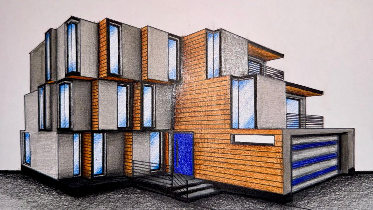 #058 - How to Draw a House in Two Point Perspective