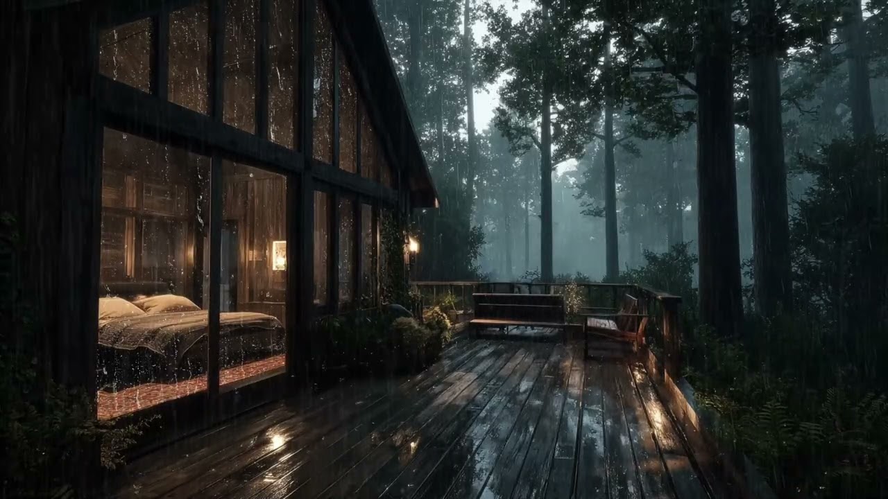 Mountain View Bedroom Storm 🌧️ Heavy Rain for Deep Sleep and Calm