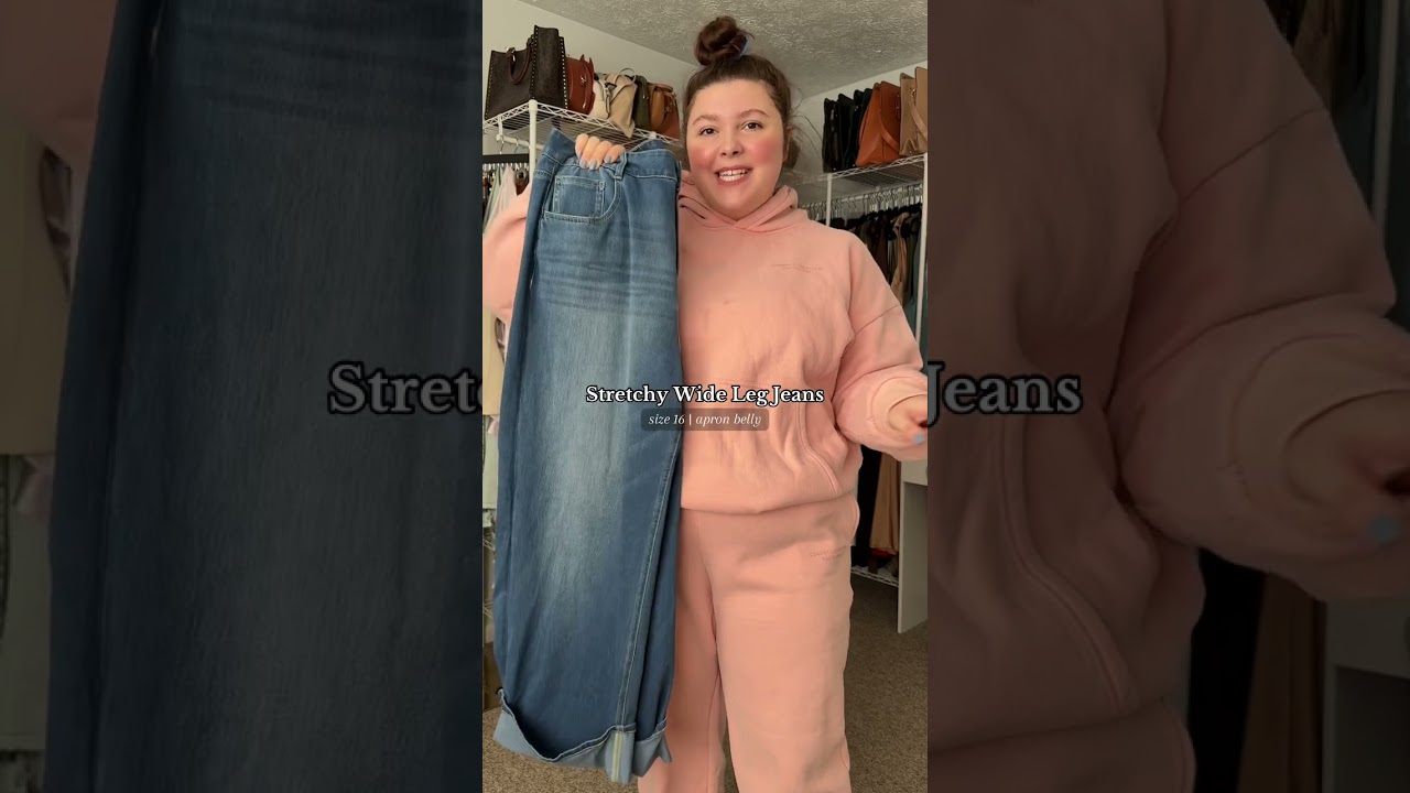 Reviewing the Halara wide leg cuffed jeans as a size 16 and apron belly girly 🫶🏻 #widelegjeans