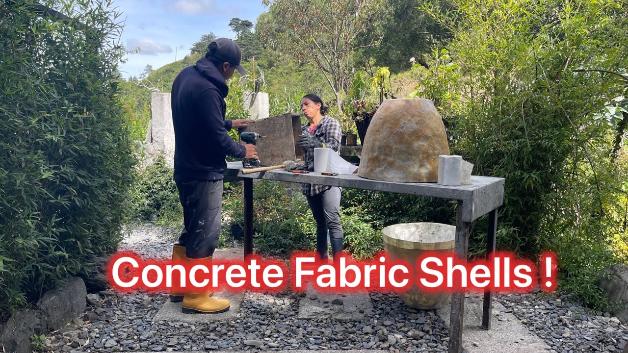 Making cement fabric shells to sculpt concrete planters at a later date!