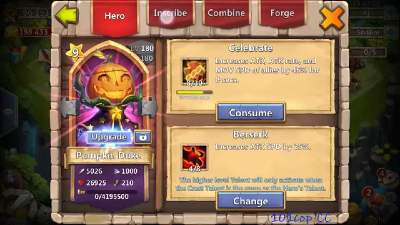 Castle Clash - Pumpkin Duke to 9/10!   Is it worth it?