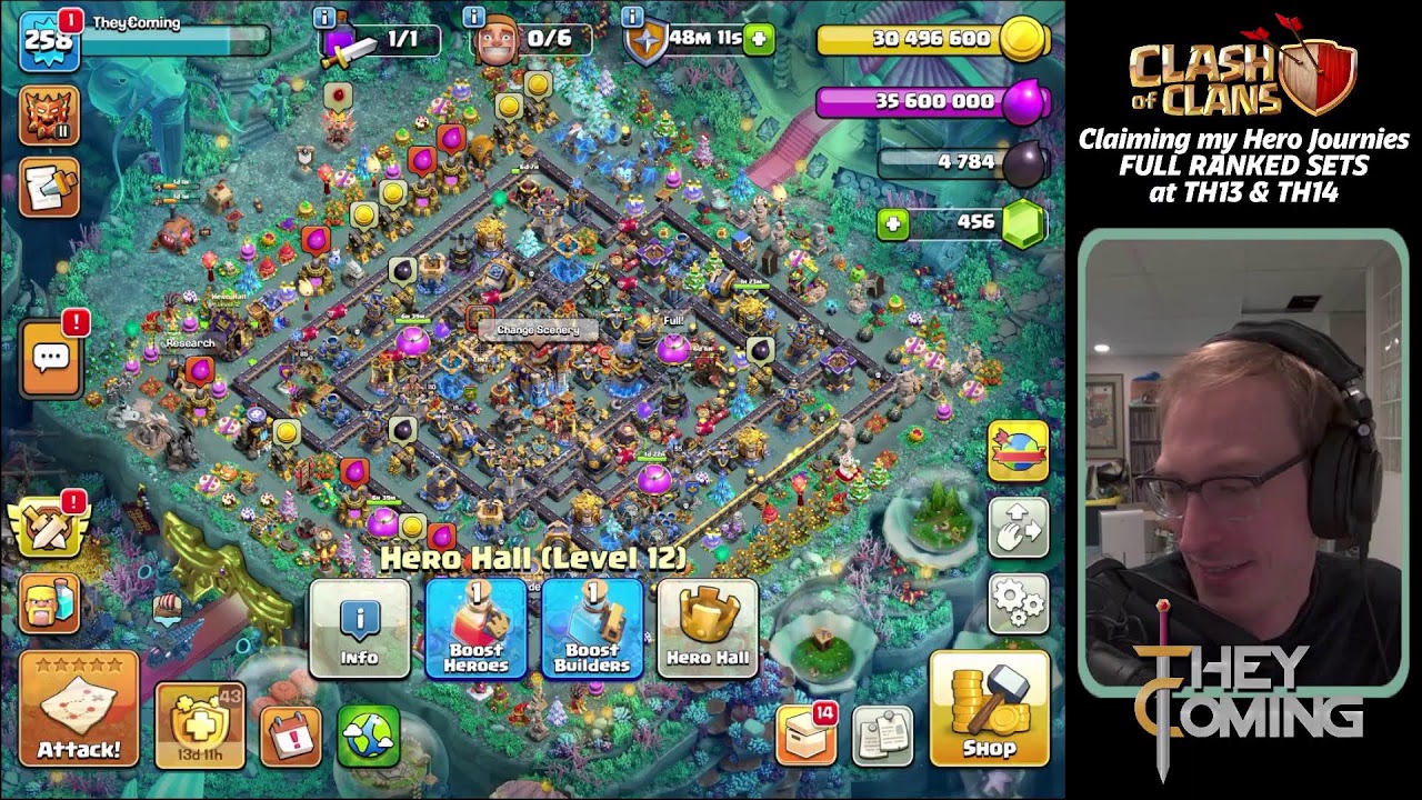 Claiming Hero Journey Rewards + TH13 & TH14 Ranked Sets in Clash of Clans