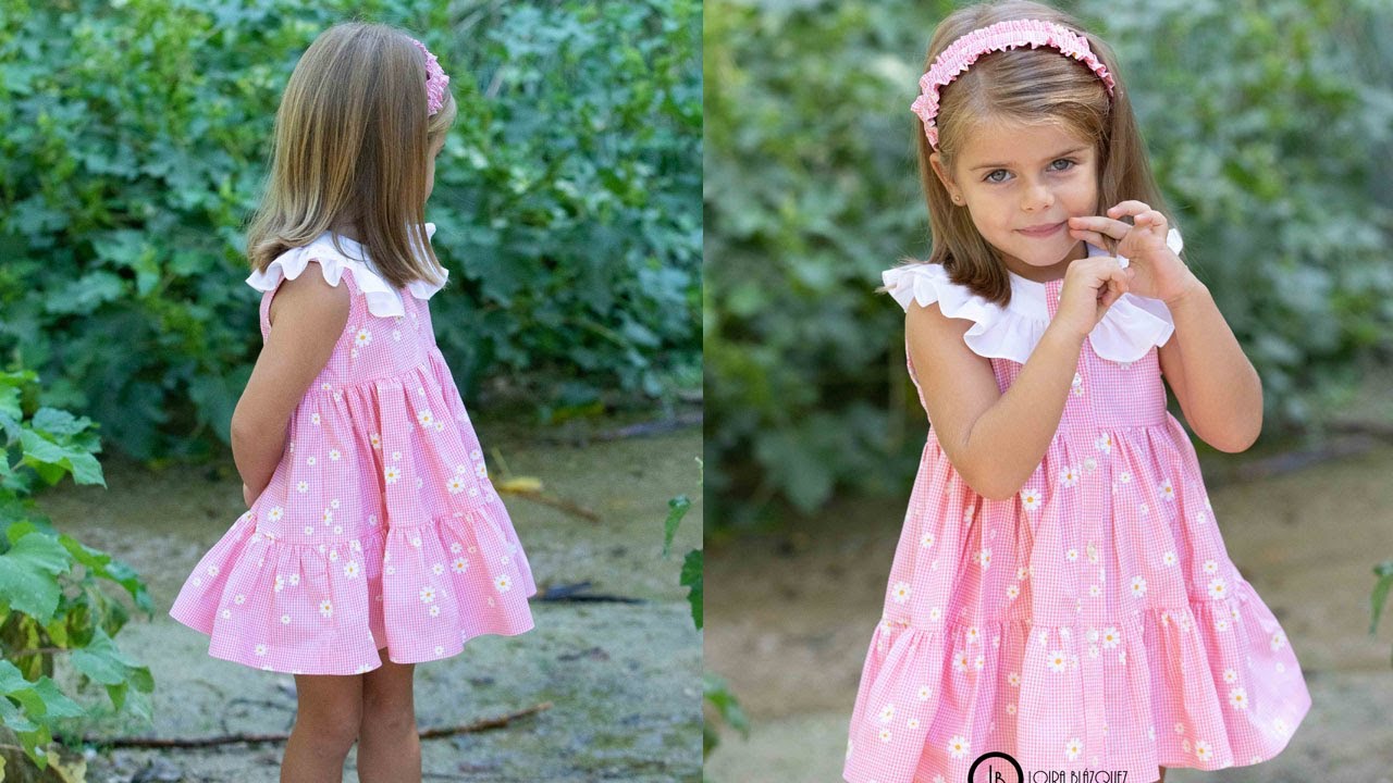 Vestido 3 volantes y cuello blanco. REVISTA PATRONES INFANTILES nº 30