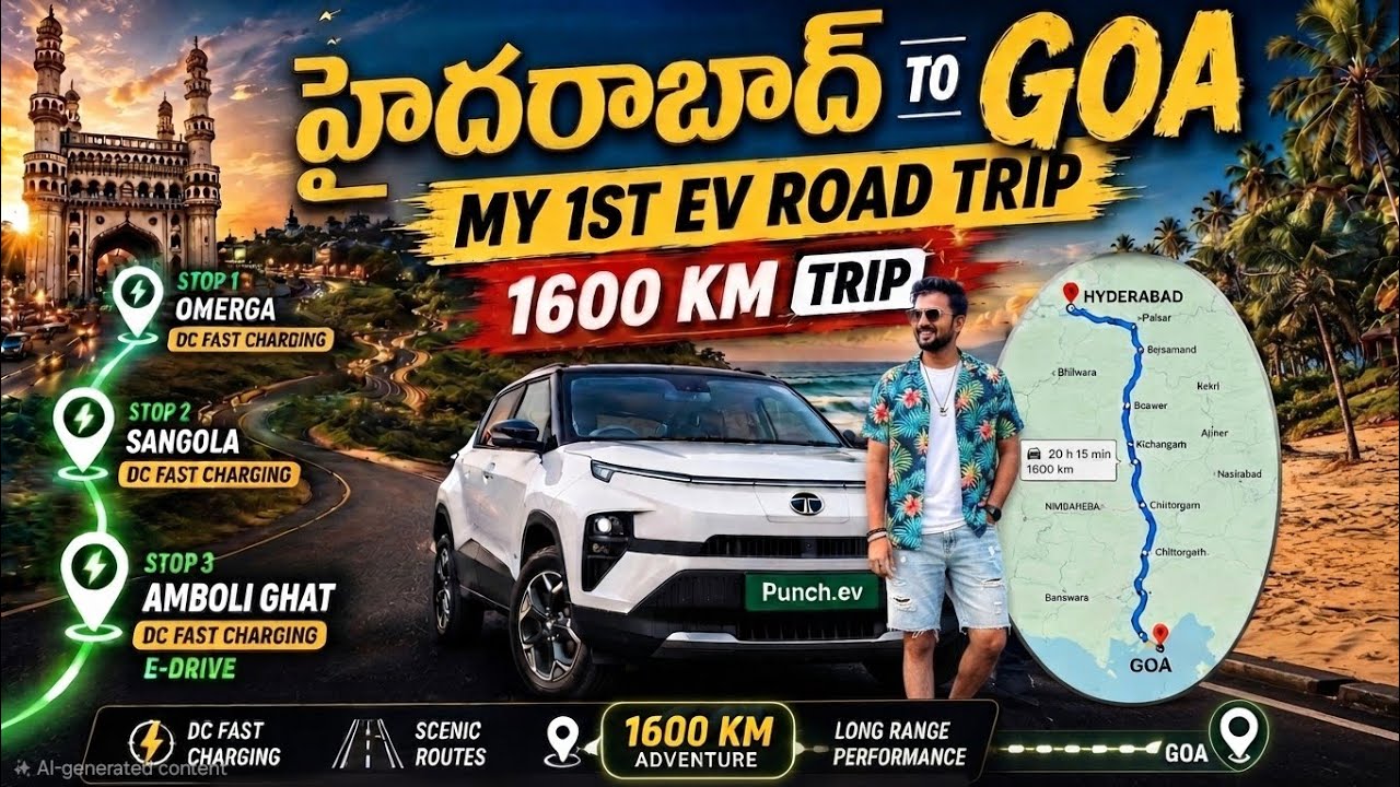 TATA PUNCH EV HYD to GOA 1600Km Road Trip Part-1 🔥🔥🚀🚀@tata.evofficial  #tatapunchev 