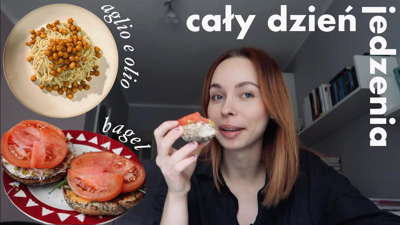 cały dzień jedzenia // aglio e olio & best bagel recipe