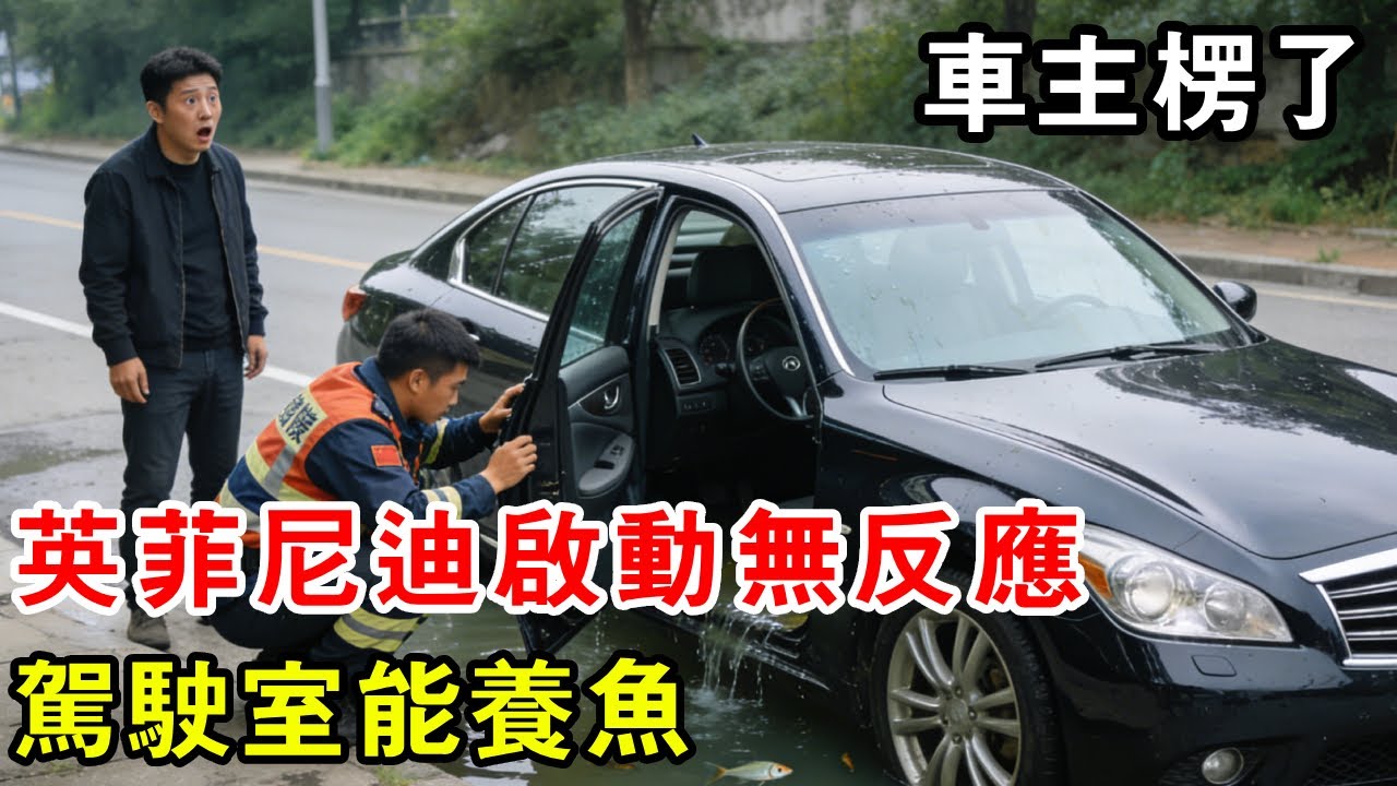 豪車英菲尼迪啟動無反應，車輪救援後發現駕駛室能養魚，車漏水車主都不知道【暴躁的車輪】