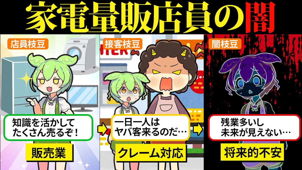 家電量販店で働き始めたけどもうダメかもわからんね…【ずんだもん＆ゆっくり解説】
