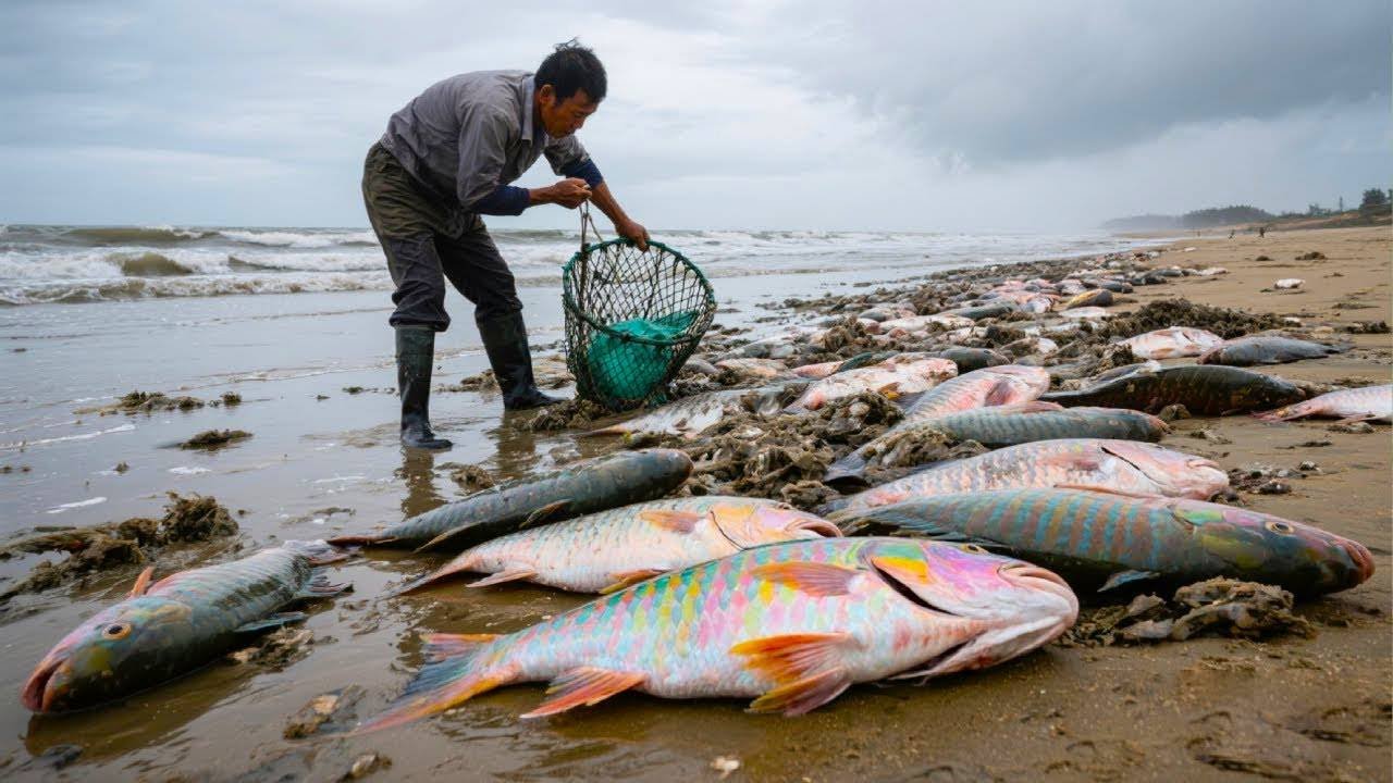 500平方坑里搁浅大货，阿聪徒手抓不到用脚踩晕了，运气真好