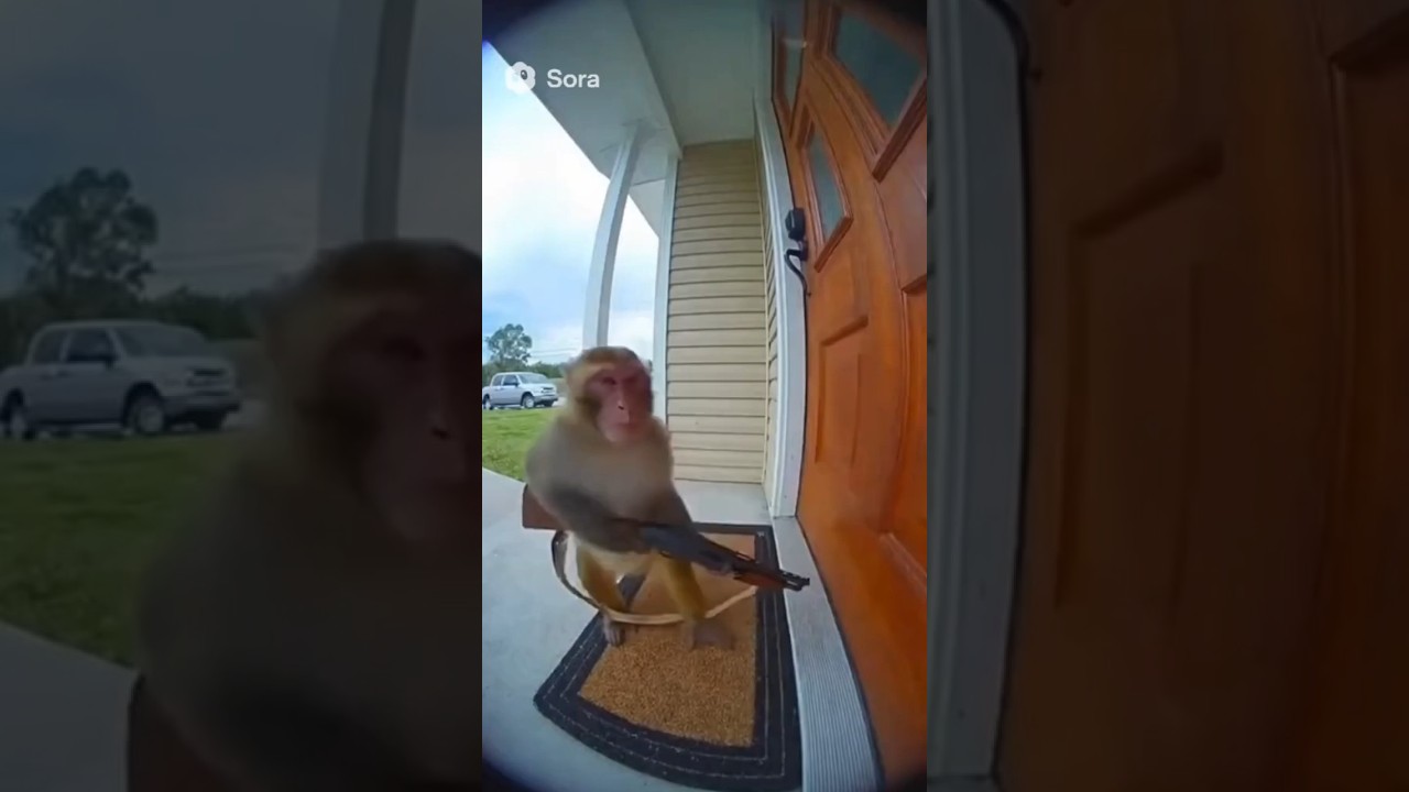🤯The monkey is breaking the door with gun🐒#shorts#shortsfeed#shortsvideo#shortsviral#shortsyoutube