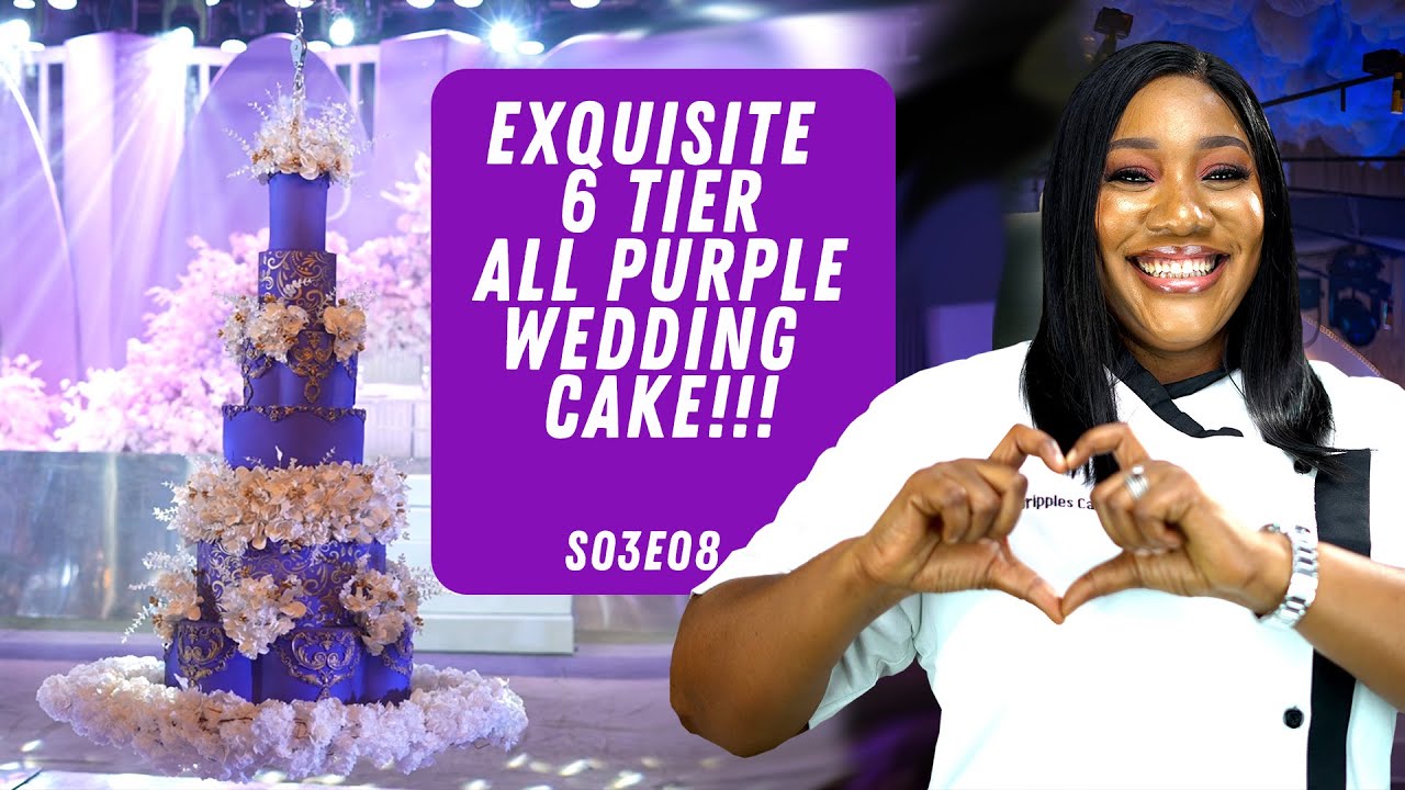BAKE THAT CAKE WITH DRIPPLES : S03E08 : EXQUISITE 6 TIER ALL PURPLE WEDDING CAKE!!!