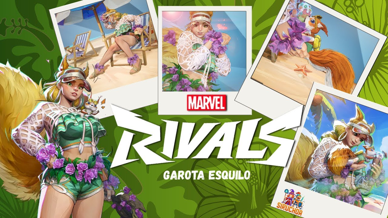 A Esquilo Solar - skin de verão da Esquilete do Marvel Rivals tacando nozes em geral😆