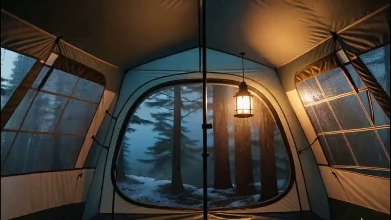 Night Rain in Tent ASMR for Insomnia Relief | Natural Rain Sounds