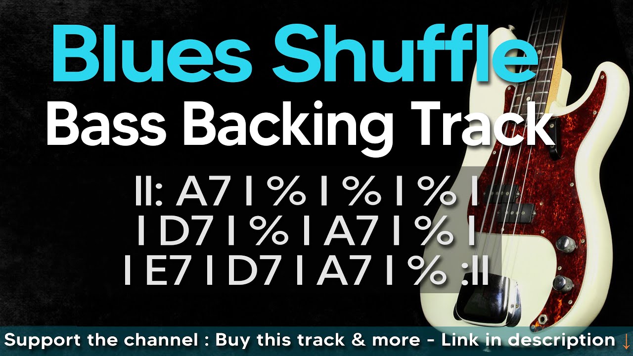 Blues Shuffle Bass Backing Track Jam in A (No Bass)