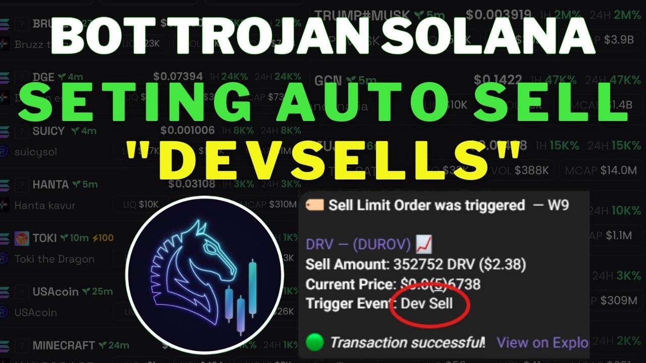 Trojan Solana Auto Sell If The Dev Sells Their Own Tokens  #trojansolana #trojanbot #memecoins