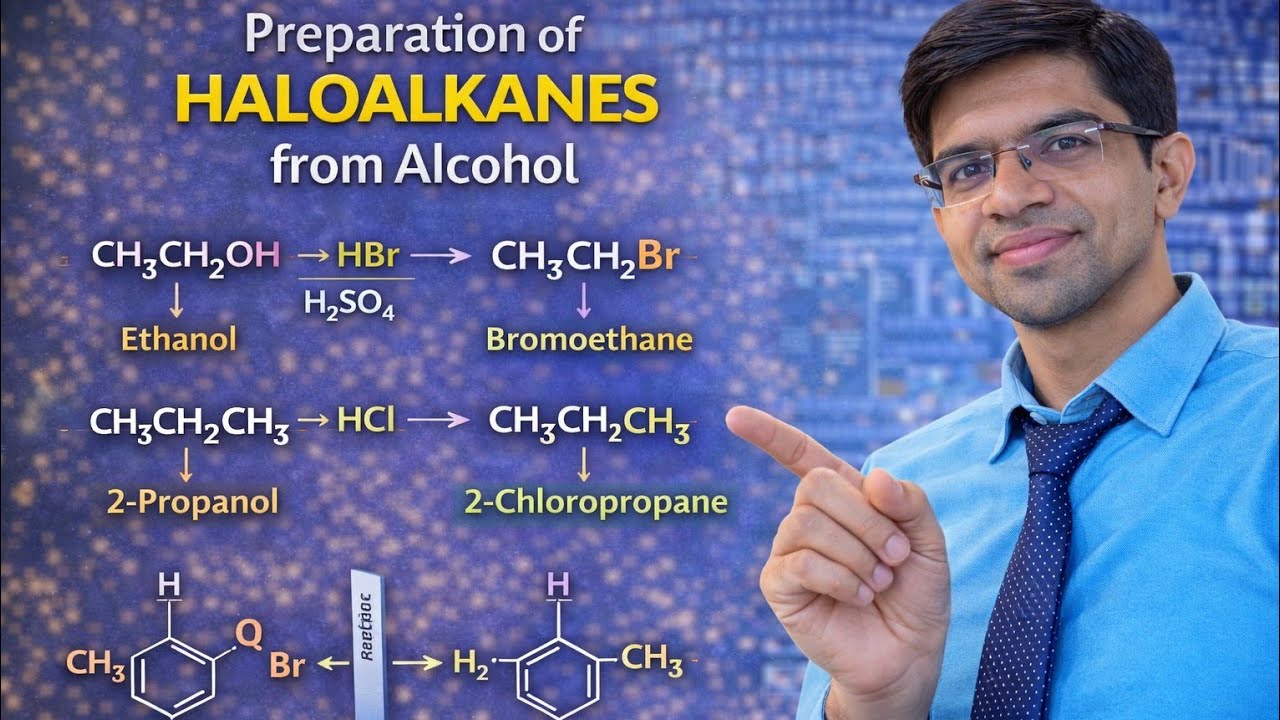 Preparation of Haloalkanes from Alcohol & Optical Isomerism | Class 12 Chemistry |