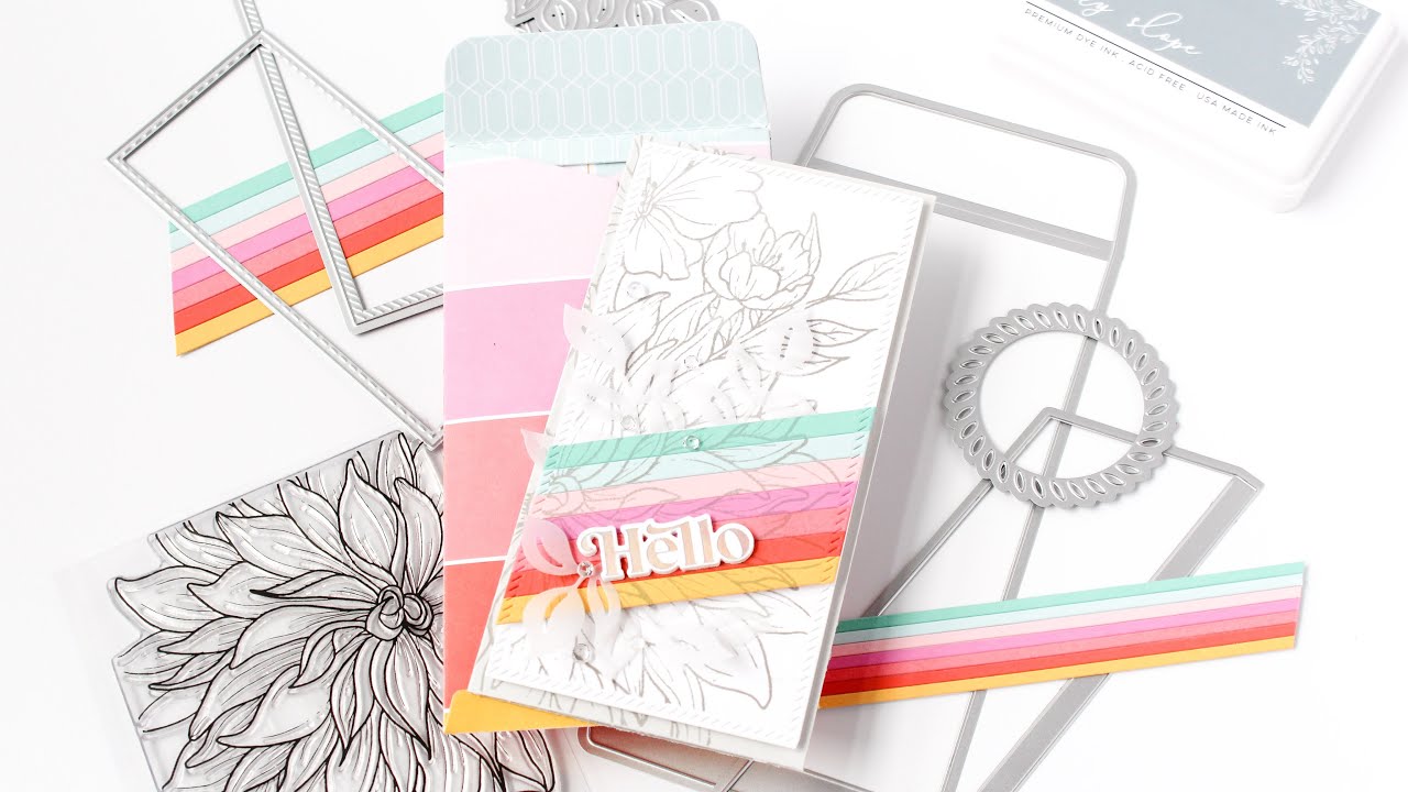 How To Create A Mini Slimline Card   Pinkfresh Studio Mini Slimline Essentials Die Bundle
