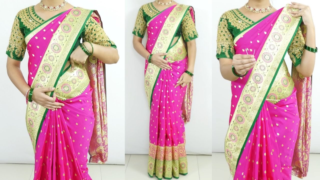 Heavy Silk Saree Draping for Beginners | Look Gorgeous & Slim - Step-by-Step | Perfect & easy way