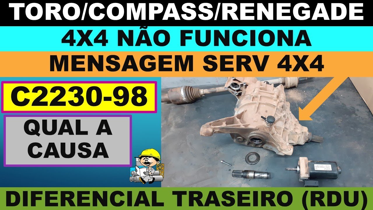 C2230-98 Fiat Toro diesel 4x4 não funciona, mensagem serv 4x4 Renegade Compass quebrou diferencial