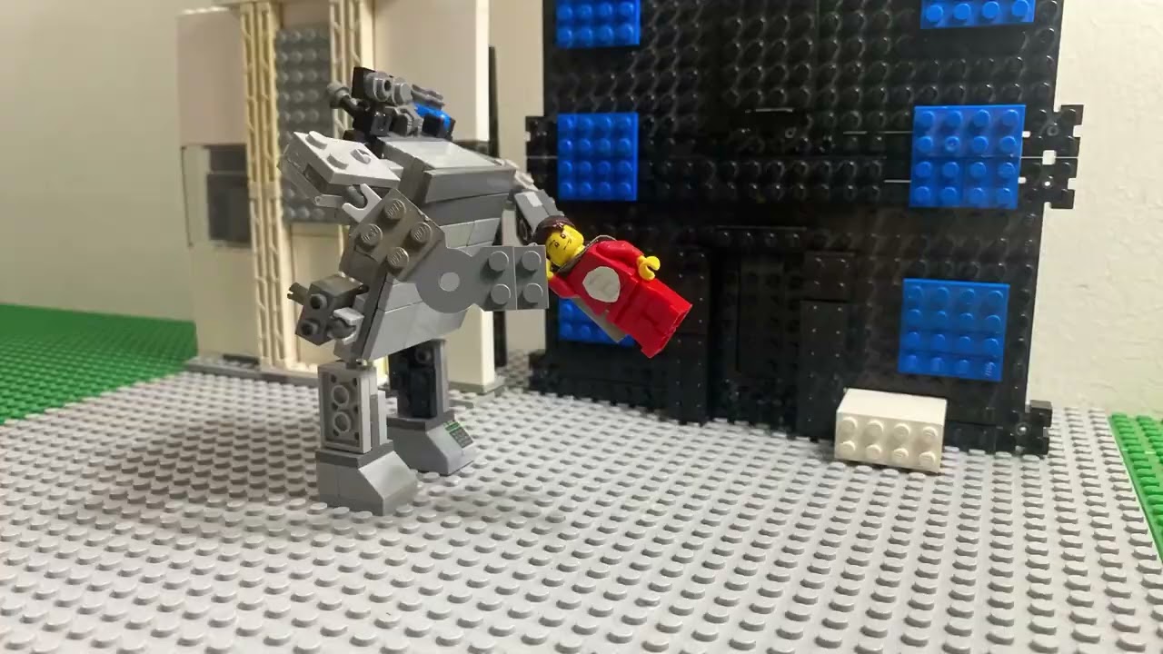 Captain guy fights the Lego man and his mech [lego animation]