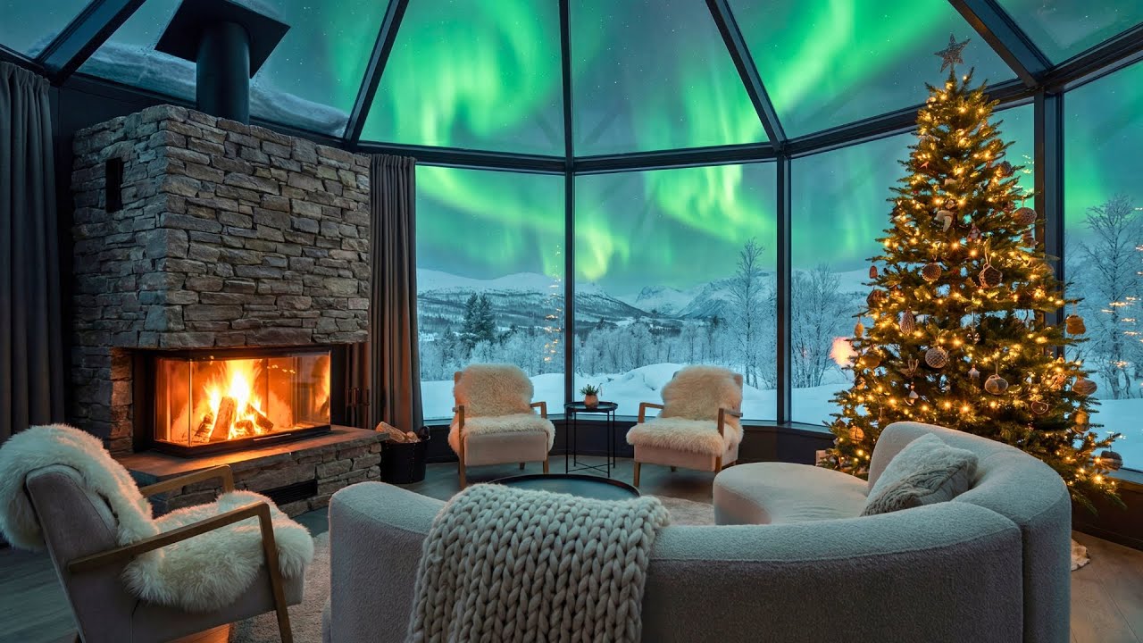 Fireplace & Piano Music | Peaceful Winter Night Ambience for Stress Relief & Deep Sleep