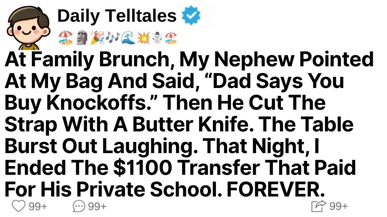 At Family Brunch, My Nephew Pointed At My Bag And Said, “Dad Says You Buy Knockoffs.” Then He Cut...