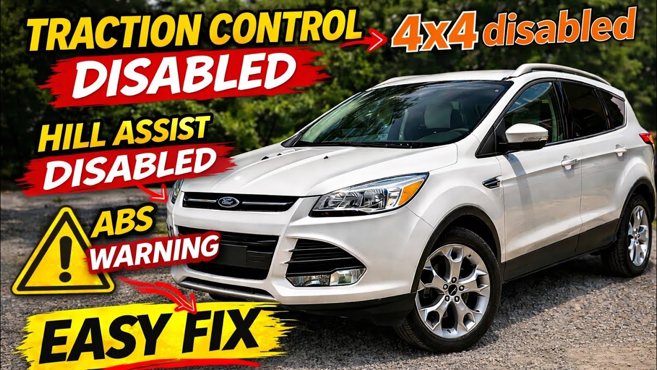2013 Ford Escape traction control/4x4 disabled/hill side assist disabled/ Abs warning Easy fix.
