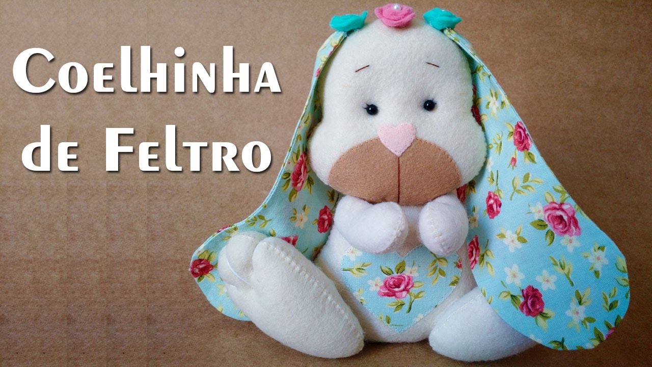 DIY Coelhinha de Páscoa de Feltro com Molde Gratuito - Passo a Passo