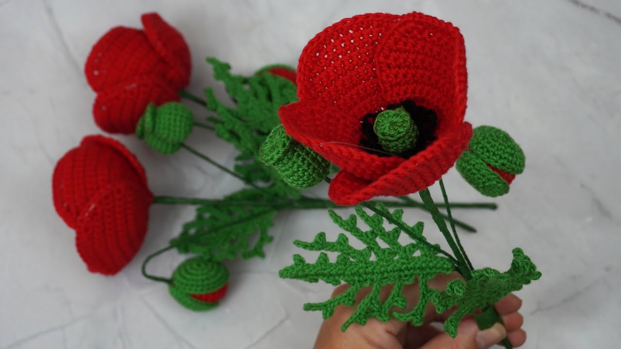 AMAPOLA TEJIDA A CROCHET 🌹🌹🌹