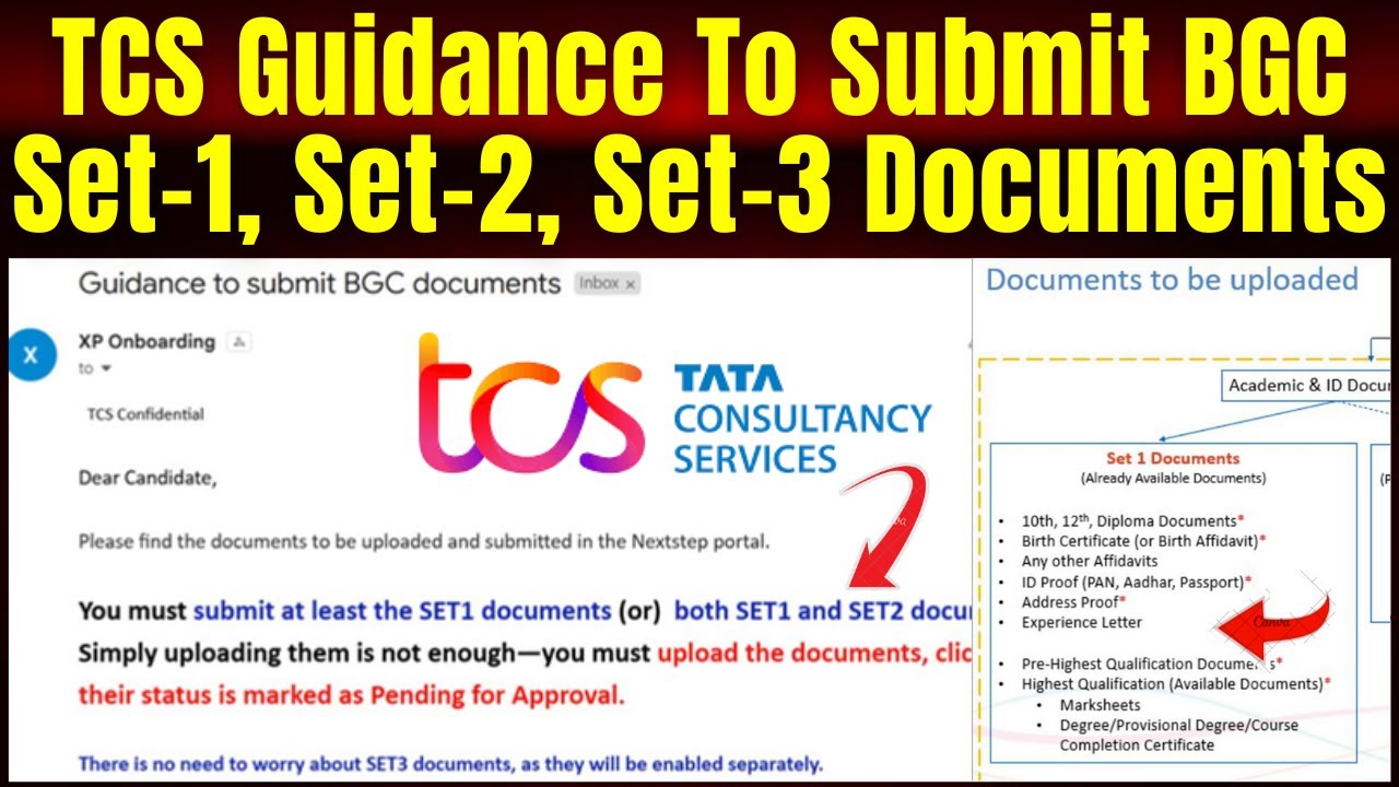 TCS Complete Guidance To Submit BGC Set-1, Set-2 Set-3 All Documents Required Uploading Process 2025