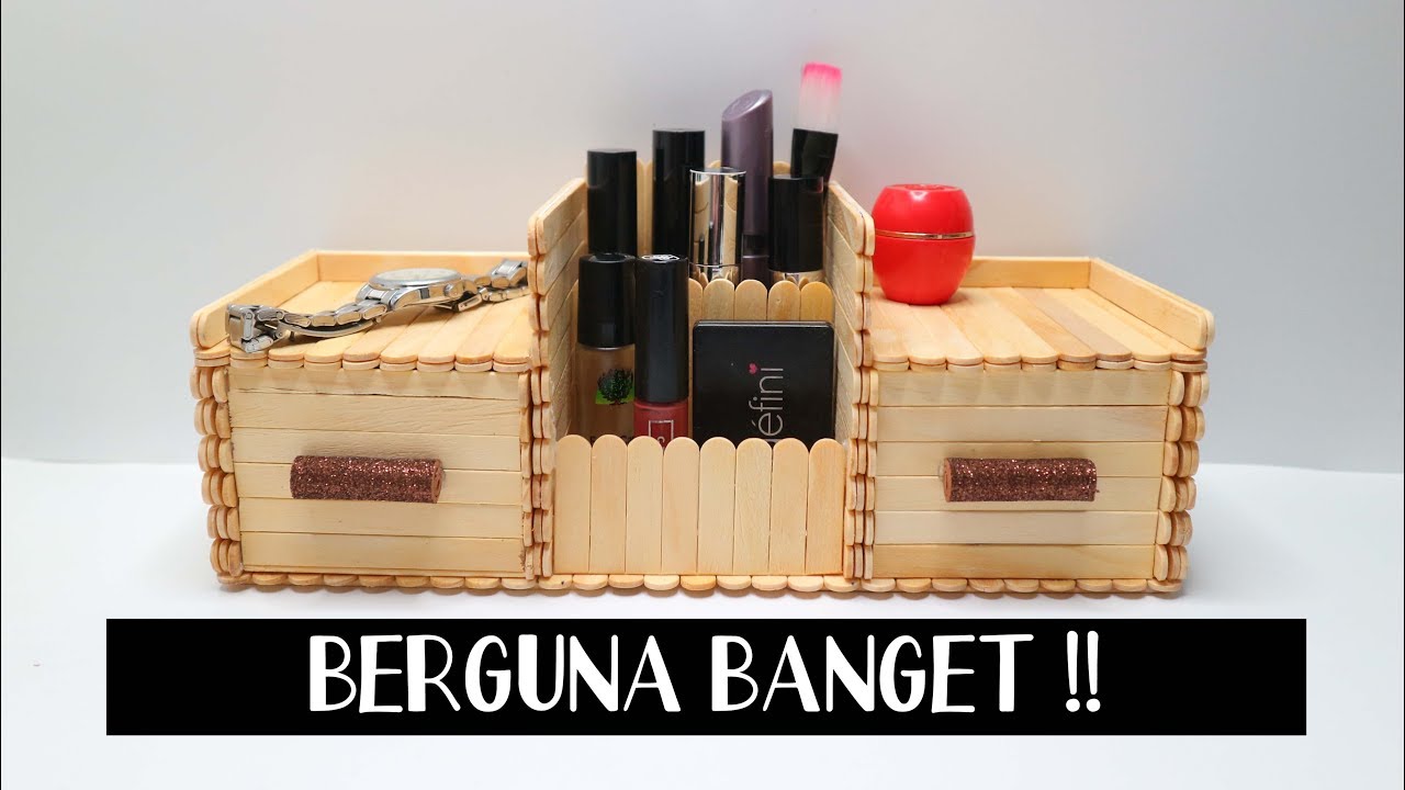 RAK MAKE UP Mini dari Stik Es Krim ! Kreasi Stik Es Krim | Popsicle Stick Crafts