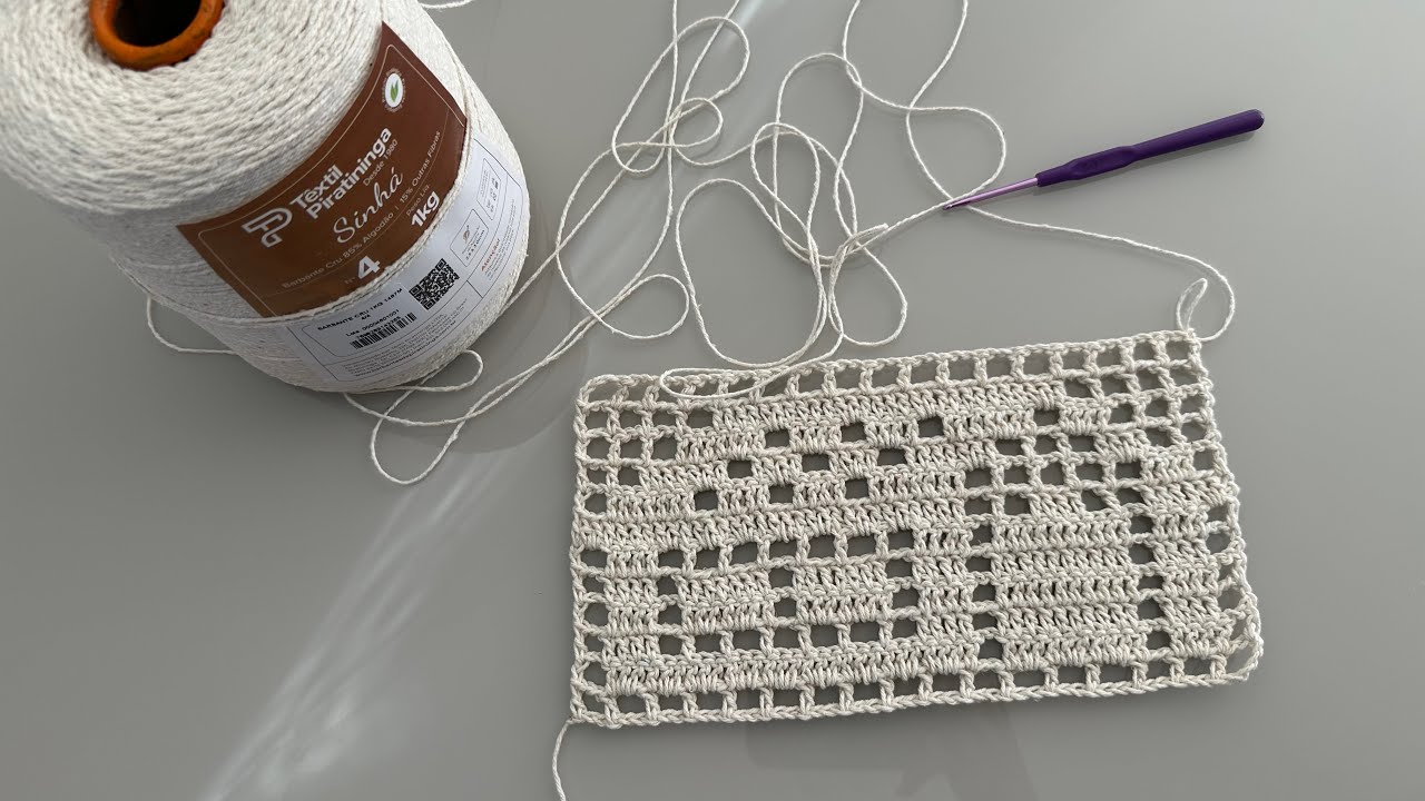 CROCHE fil&eacute; casinha em croch&ecirc; /PASSO A PASSO desenho de casa