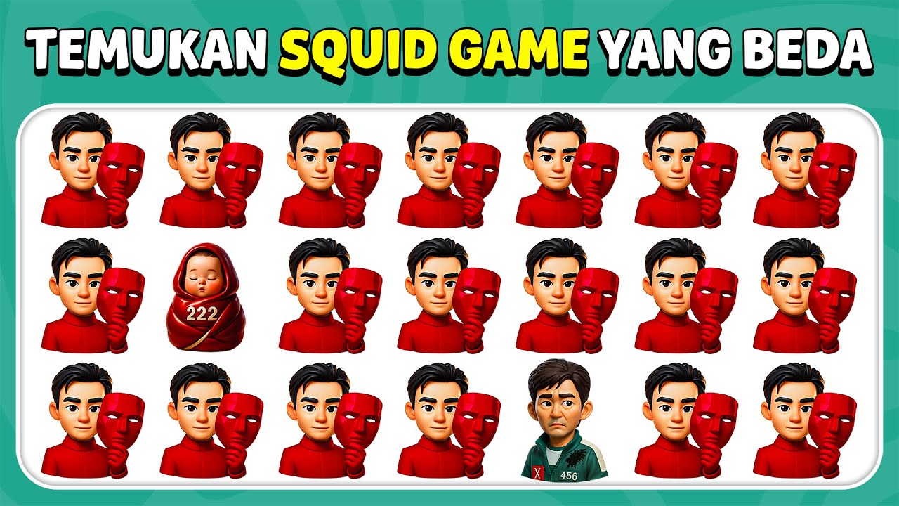Temukan Emoji Yang Beda - Squid Game (Edisi Baru) 🦑🔺🔻 | 30 Level Final | Kuis Lebah
