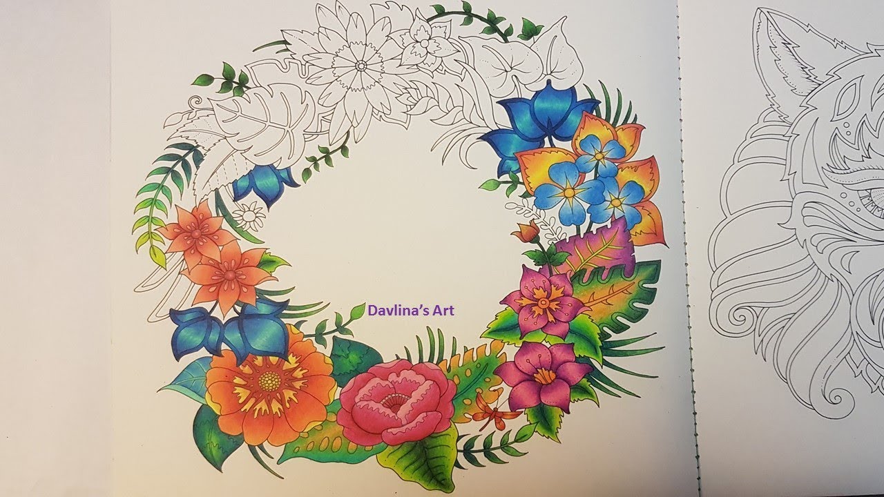 Magical Wreath | Part 2 | FLOWERS and LEAVES Coloring in MAGICAL JUNGLE by Johanna Basford