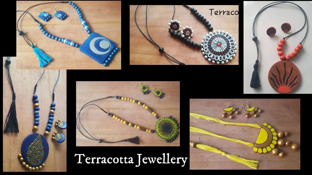 #terracottajewellery #oddlysatisfyingvideos | Terracotta Jewellery Pendant & Earrings Set| 6 Designs