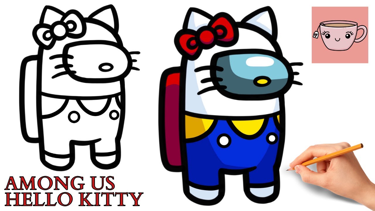 How To Draw Among Us Hello Kitty Crewmate | Cute Easy Step By Step Drawing Tutorial