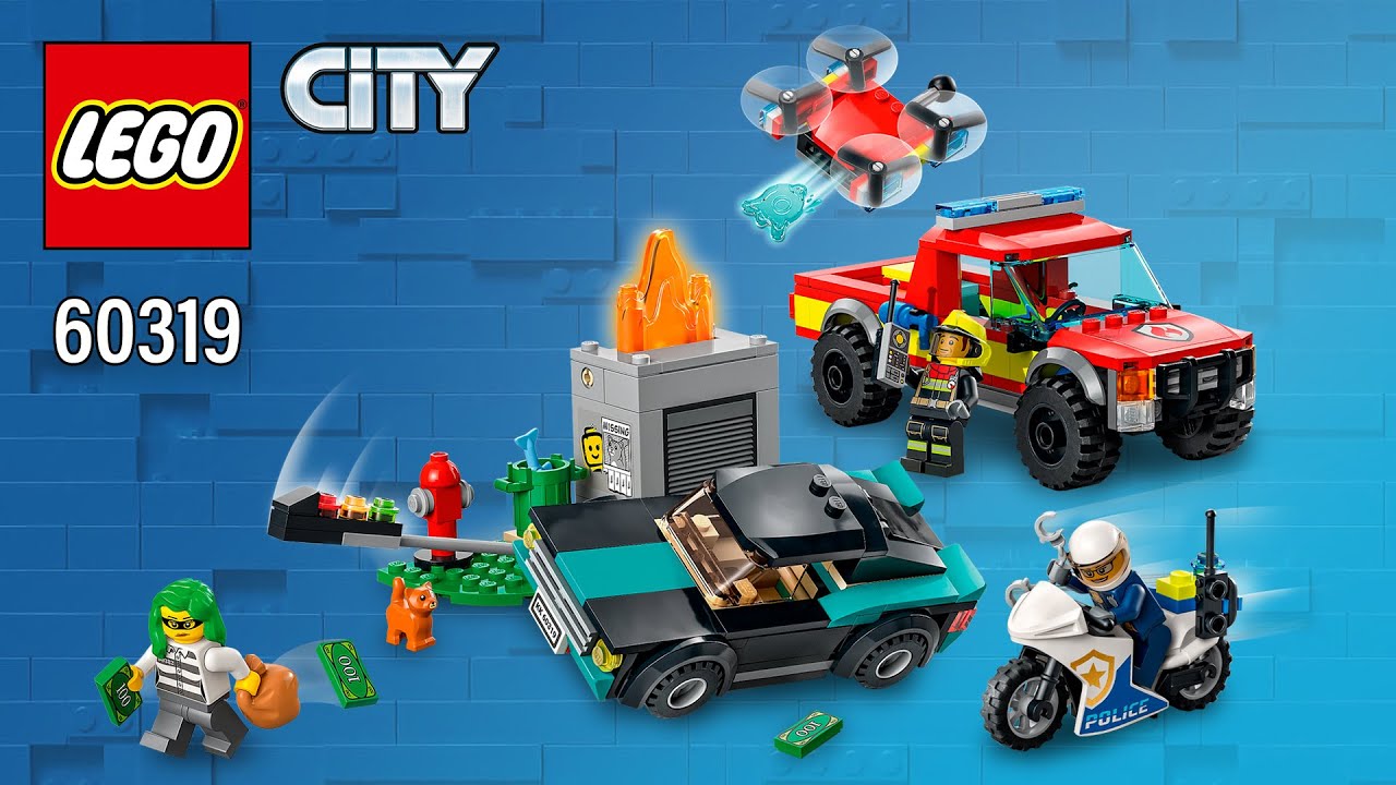 LEGO® City Пожарная служба и погоня полиции (60319) [295 деталей] Инструкции по сборке | Top Bric...