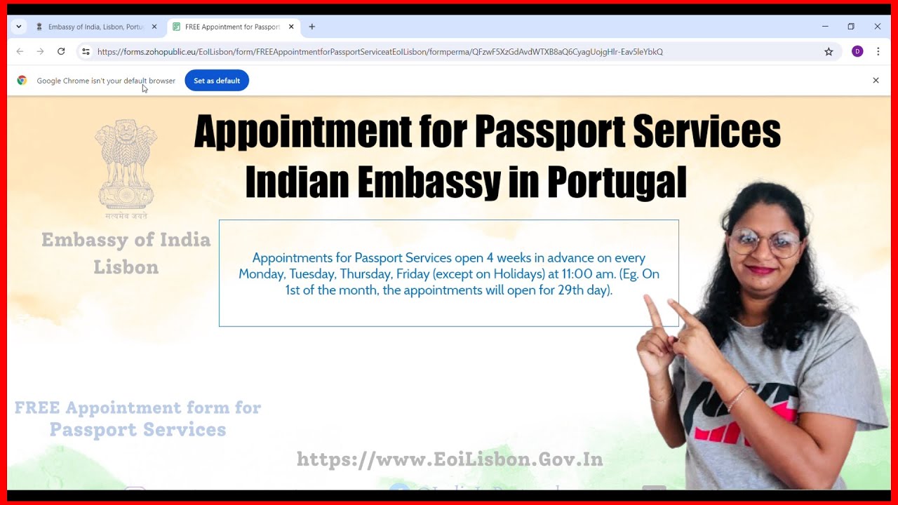 How Can Take online Appointment In Indian Embassy Lisbon Portugal for Renew/Lost/Damage Passport