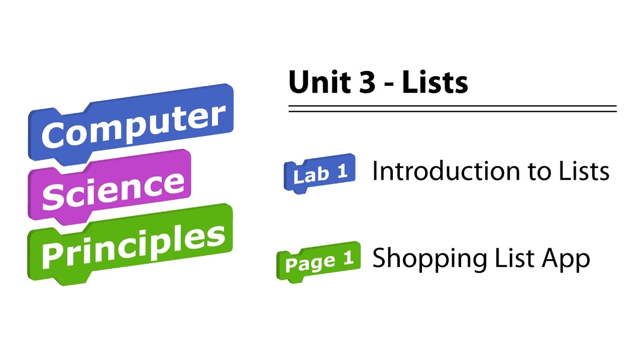 U3L1 Shopping List App (pg 1) BJC / Snap! Programming