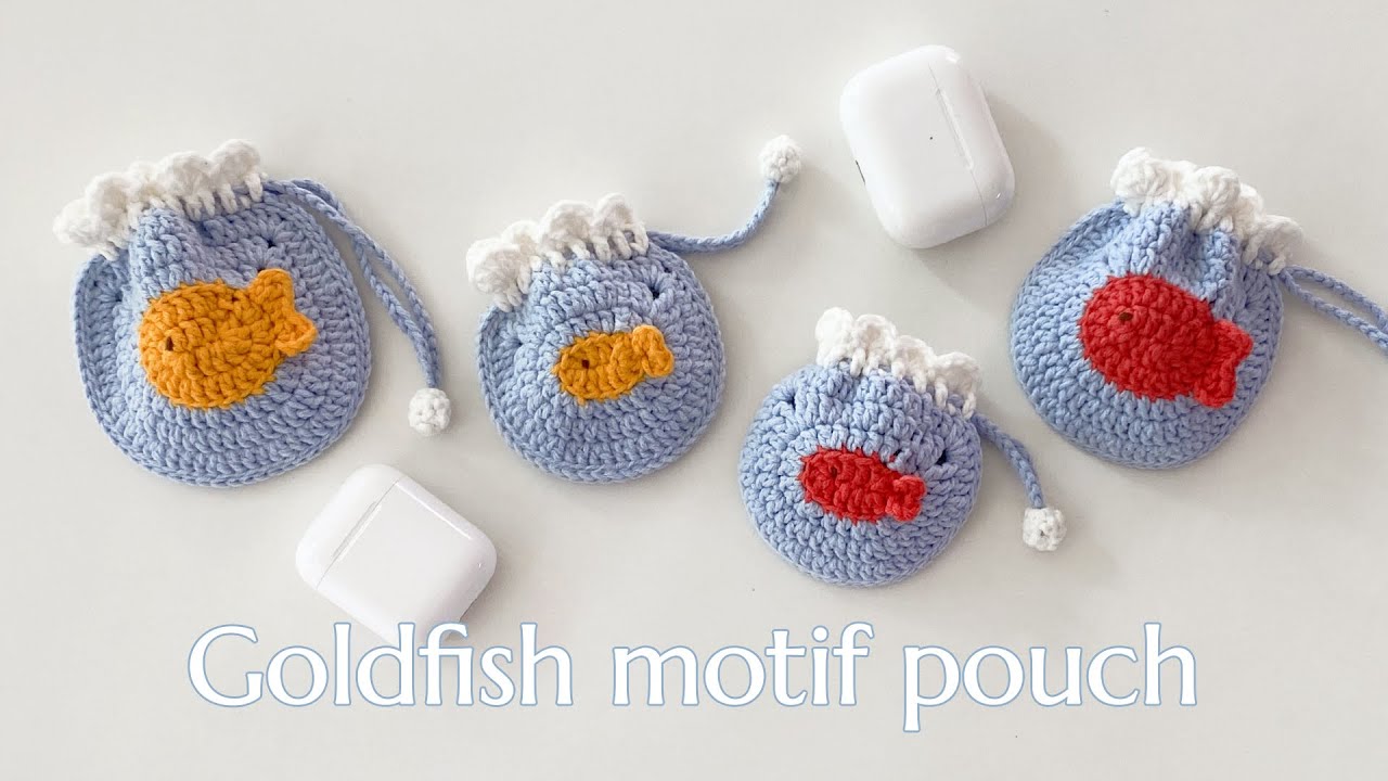 어항 속 금붕어 모티브 에어팟&버즈 파우치 만들기🐠｜How to knit&crochet goldfish in a fishbowl motif pouch