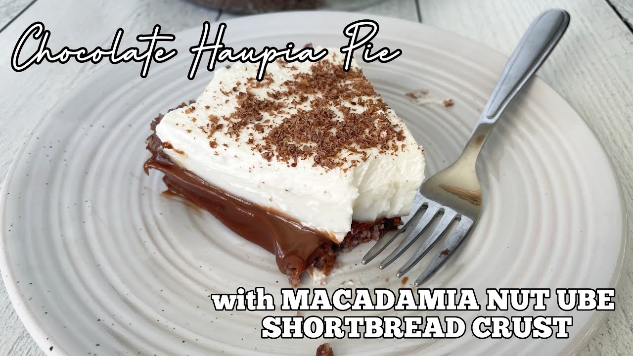 CHOCOLATE HAUPIA PIE with MACADAMIA NUT UBE CRUST