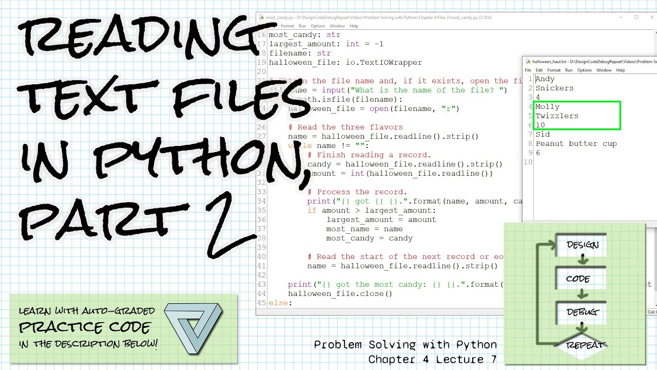 Reading from files in Python, part 2 Problem Solving w/Python Ch 4 Lecture 7